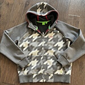 HUGO BOSS Gray Houndstooth Hoodie